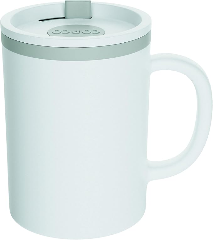 Copco Desk Mug 16 oz - Durable BPA-Free, Double-Wall Insulation for Hot & Cold Drinks, Microwave & Dishwasher Safe, Ideal for Office, Home, Travel - Spill-Resistant Reusable Mug (Grey)
