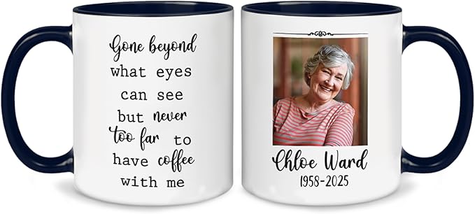 Personalized Memorial Coffee Mug – Custom Photo Butterfly Cardinal Ceramic Cup with Comforting Quote – Sympathy Remembrance Gift for Loss of Husband, Wife, Mother, Father, Parents