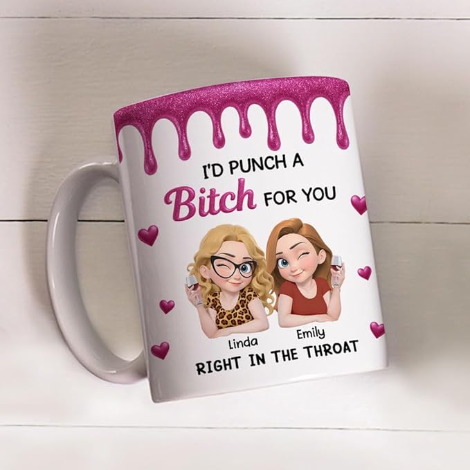 Wrappiness Punch For You My Girl Custom Coffee Mug - Personalized Gift for Besties, Ceramic Mug for Everyday Use, Perfect for Friendship, Gift for Her