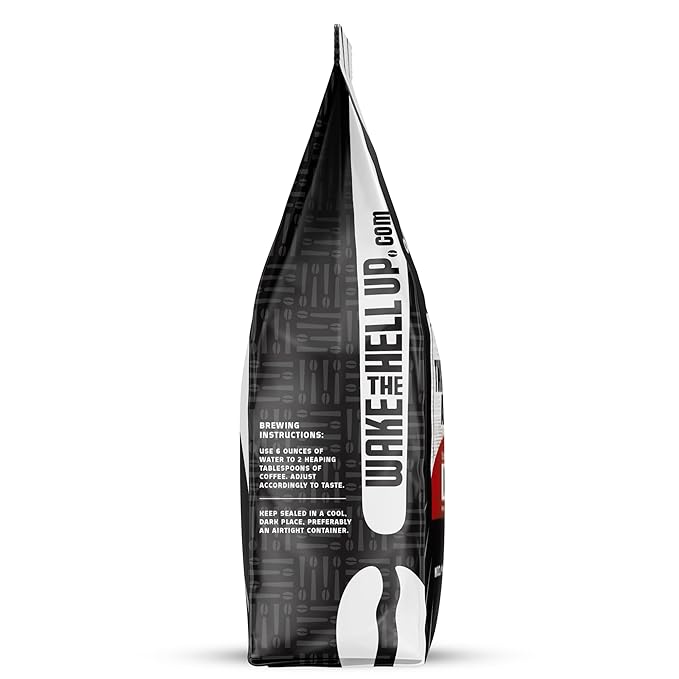 Wake The Hell Up! 1lb Ultra-Caffeinated Peppermint Mocha Ground Coffee, Low Acid, Medium-Dark Roast