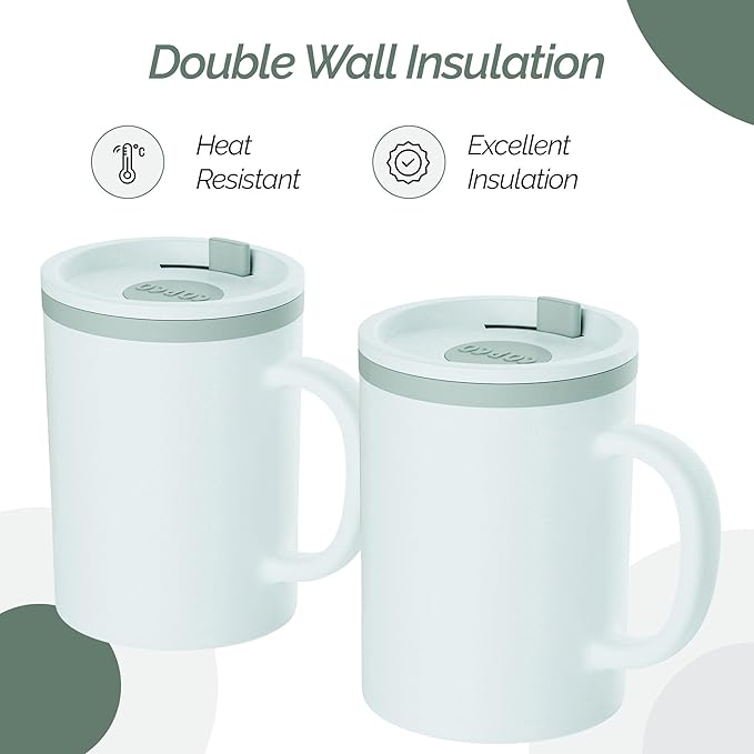 Copco Desk Mug 16 oz - Durable BPA-Free, Double-Wall Insulation for Hot & Cold Drinks, Microwave & Dishwasher Safe, Ideal for Office, Home, Travel - Spill-Resistant Reusable Mug (Grey)