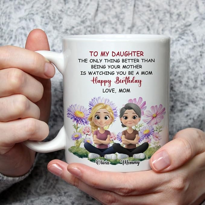 Wrappiness Personalized Mothers Day Mug for Daughter - To My Daughter Watching You Be A Mom Custom Coffee Cup Gifts from Mama Mother Mom Grandma Nana, Happy First Mothers Day Birthday Gifts