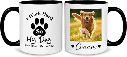 Personalized Dog Mug - Custom Pet Photo Cup - Birthday Christmas Graduation Gift For Dog Mom From Daughter - Unique Coffee Mug For Women And Dog Lover Present