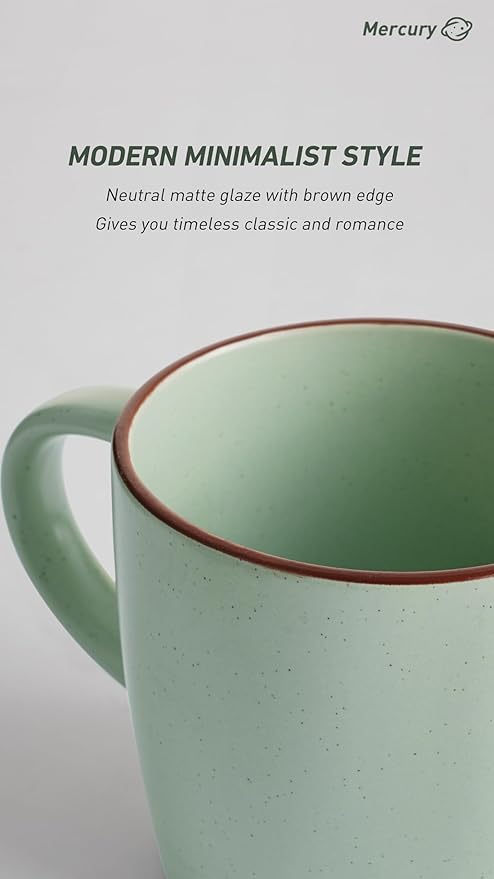 famiware Mercury Coffee Mugs 13 oz, Coffee Mugs Set of 4 with Handle, Cups for Latte, Hot Tea, Cappuccino, Mocha, Cocoa, Light Green