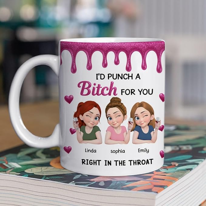 Wrappiness Punch For You My Girl Custom Coffee Mug - Personalized Gift for Besties, Ceramic Mug for Everyday Use, Perfect for Friendship, Gift for Her