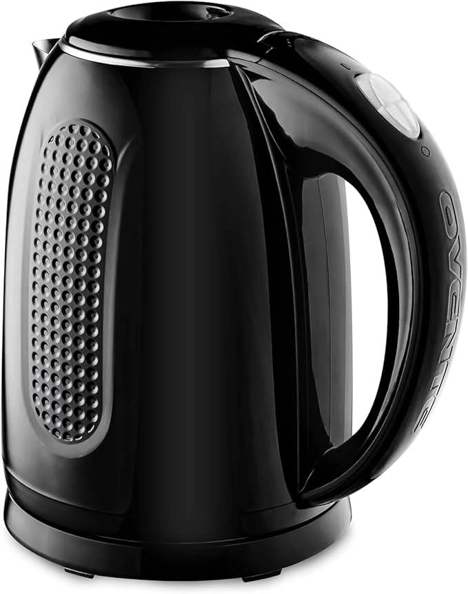 OVENTE 1.7L Double Wall Electric Tea Kettle, 1100W Water Boiler and Heater with Cool-Touch Exterior, Stainless Steel Insulated Interior, Auto Shut-Off, Boil-Dry Protection & Locking Lid, Black KD64B