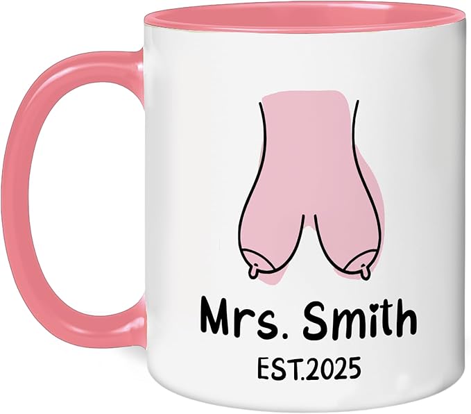 Personalized Mr and Mrs Coffee Mug Set – Custom Wedding Gift for Couple with Names and Established Year – Funny Anniversary Engagement or Valentine’s Day Gag Coffee Cups