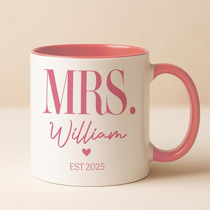 Personalized Mr and Mrs Coffee Mug Set – Custom Name & Established Year Design – Wedding Gift for Couple, Engagement Celebration, Anniversary Keepsake, Valentine’s Day Coffee Cups