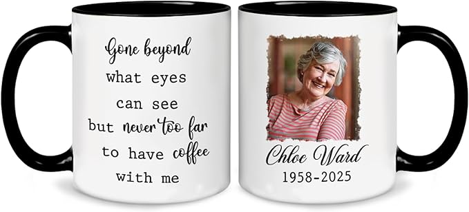 Personalized Memorial Coffee Mug – Custom Photo Butterfly Cardinal Ceramic Cup with Comforting Quote – Sympathy Remembrance Gift for Loss of Husband, Wife, Mother, Father, Parents
