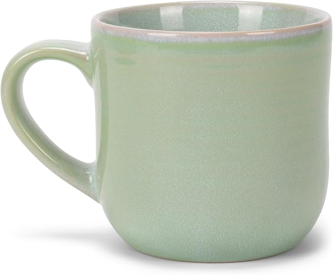 Elanze Designs Glossy Reactive Glaze Large 17 Fluid Ounce Everyday Kitchen Food Grade Ceramic Stoneware Coffee Mug Cup with Comfort Curved Handles, Set of 4, Seafoam Mint Green