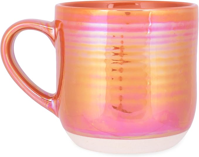 Elanze Designs Glossy Reactive Glaze Large 17 Fluid Ounce Everyday Kitchen Food Grade Ceramic Stoneware Coffee Mug Cup with Comfort Curved Handles, Set of 4, Burnt Orange