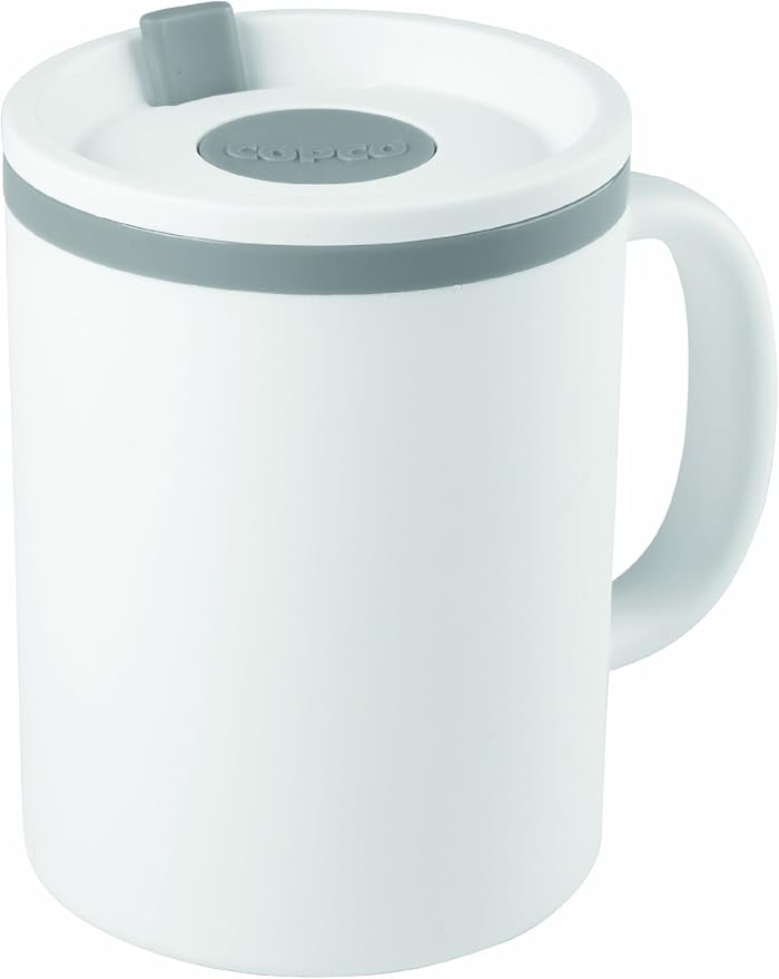 Copco Desk Mug 16 oz - Durable BPA-Free, Double-Wall Insulation for Hot & Cold Drinks, Microwave & Dishwasher Safe, Ideal for Office, Home, Travel - Spill-Resistant Reusable Mug (Grey)