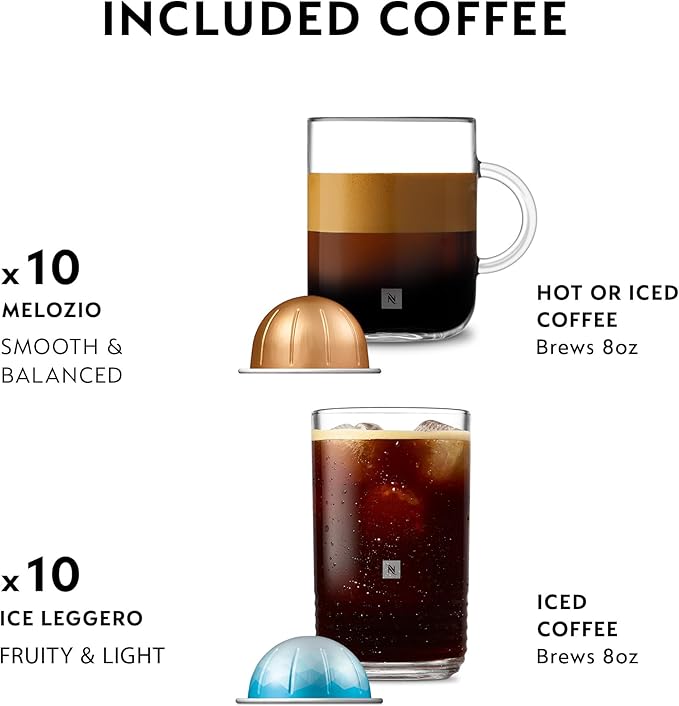 Nespresso Vertuo Pop+ Cold Value Added Bundle with Iced Coffee Tumbler by De'Longhi, Liquorice Black