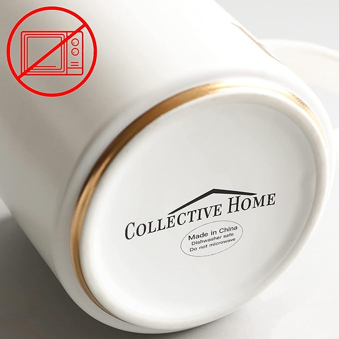 COLLECTIVE HOME - Monogram Ceramic Mugs, 15 oz Golden Initial Coffee Cups, Elegant Alphabet Tea Mugs, Elegant Personalized Mug with Gift Box, Luxurious Cups for Office and Home (k)