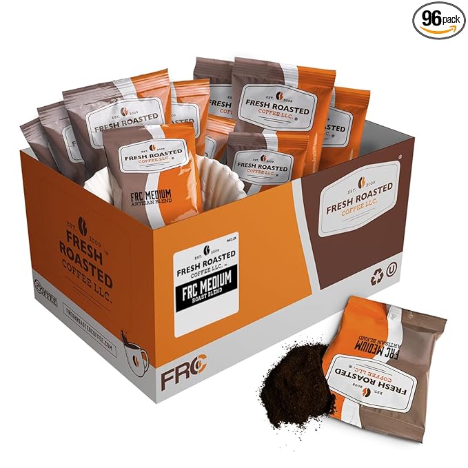 Fresh Roasted Coffee, FRC Medium Roast Blend, Kosher, Pre-Ground Fractional Packs, 2.25 Ounce, 96 Count