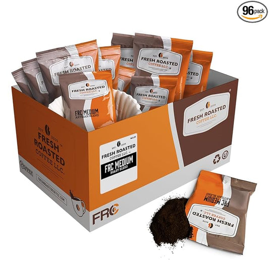 Fresh Roasted Coffee, FRC Medium Roast Blend, Kosher, Pre-Ground Fractional Packs, 2.25 Ounce, 96 Count