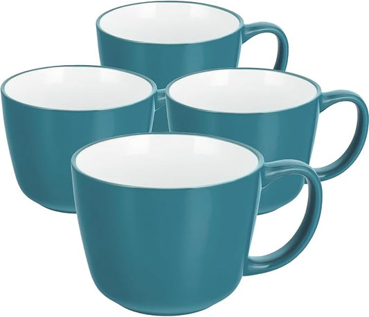 Ceramic Mugs 18oz,Large Ceramic Coffee for Men, Women, Dad, Mom, Modern Coffee Mugs With Handle For Cereal,Juice,Soup,Tea. (4Pack, lightblue)
