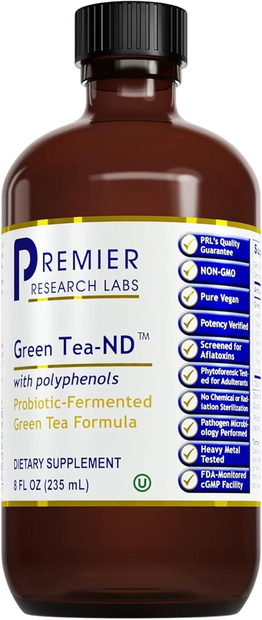 Premier Research Labs Green Tea-ND - Probiotic Fermented Green Tea Extract Supplement with ECGC, Camellia Sinensis Liquid, Supplement Drops for Adults, Vegan Friendly - 8 Fl Oz Bottle