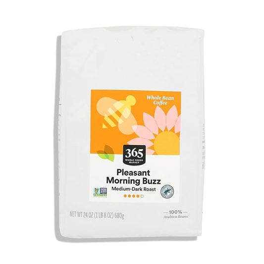 365 by Whole Foods Market, Pleasant Morning Buzz Whole Bean Coffee, Medium-Dark Roast, 24 Ounce