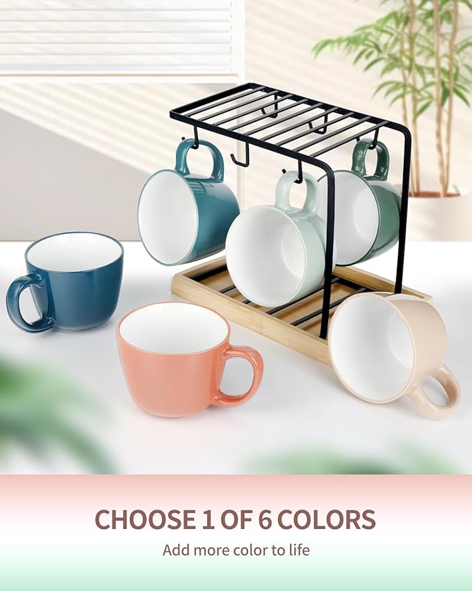 Ceramic Mugs 18oz,Large Ceramic Coffee for Men, Women, Dad, Mom, Modern Coffee Mugs With Handle For Cereal,Juice,Soup,Tea. (1Pack, lightred)