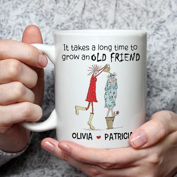 Wrappiness It Takes a Long Time to Grow Custom Coffee Mug – Personalized Ceramic Mug with Sentimental Quote, Gift for Best Friend Women, Sister, BFF and Work Bestie
