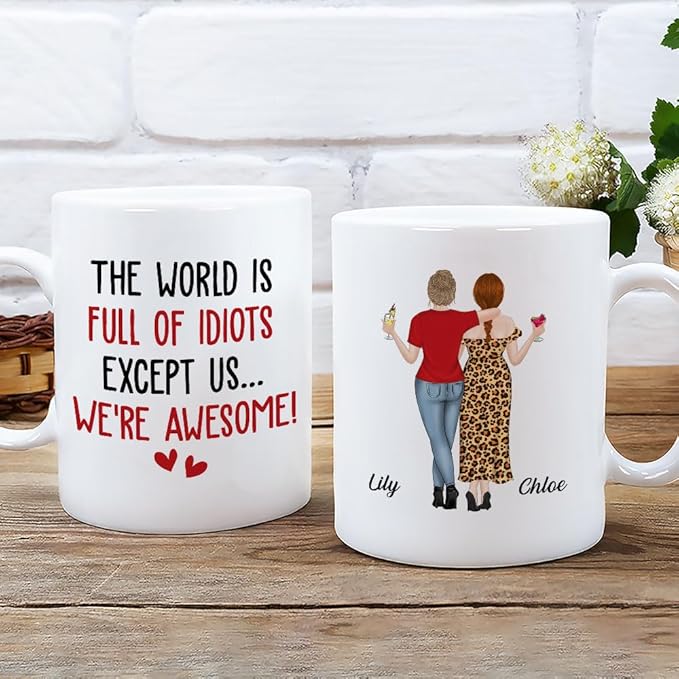 Wrappiness Personalized Coffee Mug for Sister - Custom We Are Awesome Ceramic Mug, Custom Gift for Bestie, Sister, or Best Friend, Perfect for Birthdays, Friendship, or Everyday Use