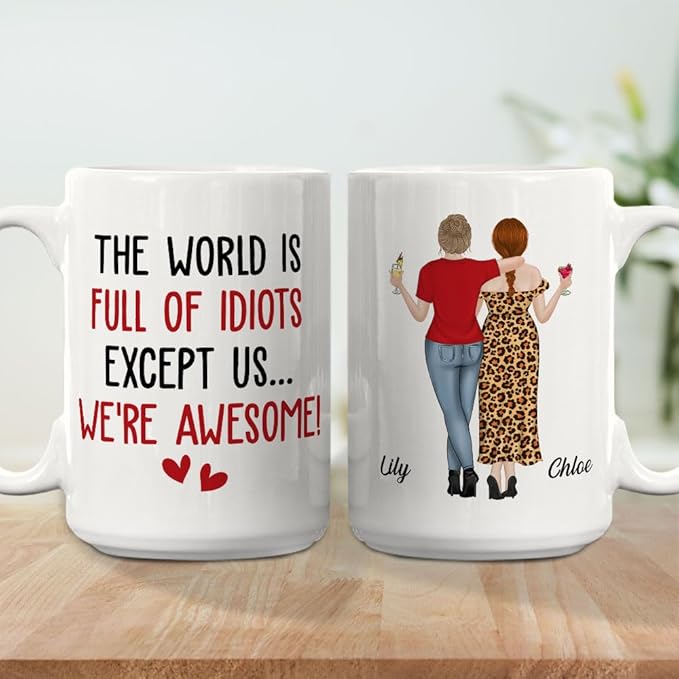 Wrappiness Personalized Coffee Mug for Sister - Custom We Are Awesome Ceramic Mug, Custom Gift for Bestie, Sister, or Best Friend, Perfect for Birthdays, Friendship, or Everyday Use