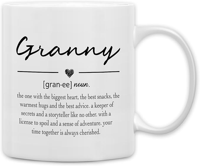 QASHWEY Granny Gifts Coffee Mug, Gifts for Granny Grandma from Grandkids, Grandma Coffee Mug, GrannyMothers Day Mug Tea Cup Gifts forGrandma, GrannyDefinition Coffee Cups Ceramic 11oz