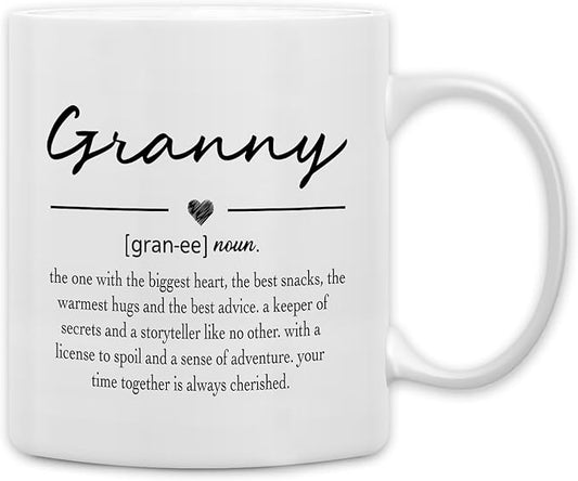 QASHWEY Granny Gifts Coffee Mug, Gifts for Granny Grandma from Grandkids, Grandma Coffee Mug, GrannyMothers Day Mug Tea Cup Gifts forGrandma, GrannyDefinition Coffee Cups Ceramic 11oz