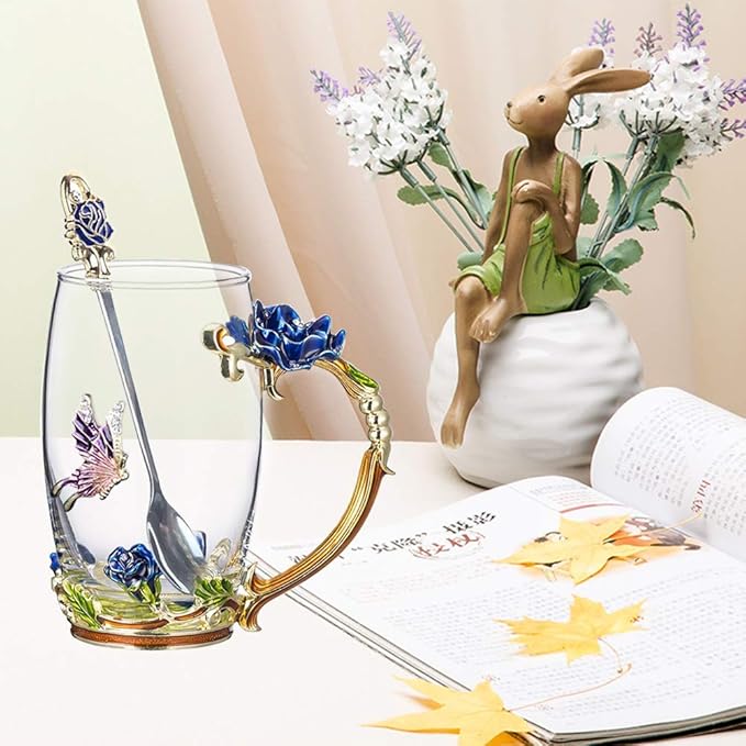 Gifts for Mom Women Mothers Day Flower Cups Tea Mug With Tea Spoon Valentines Day Christmas Gift Use Gift Package