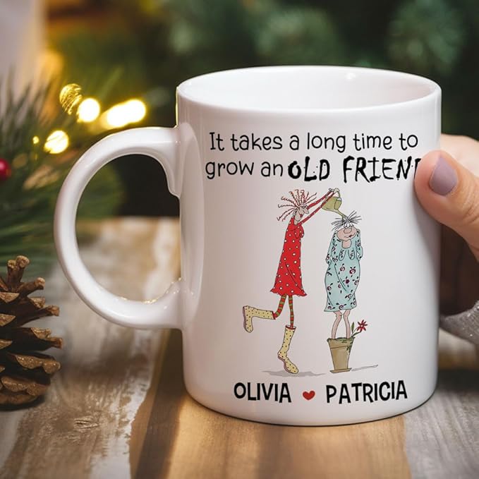 Wrappiness It Takes a Long Time to Grow Custom Coffee Mug – Personalized Ceramic Mug with Sentimental Quote, Gift for Best Friend Women, Sister, BFF and Work Bestie