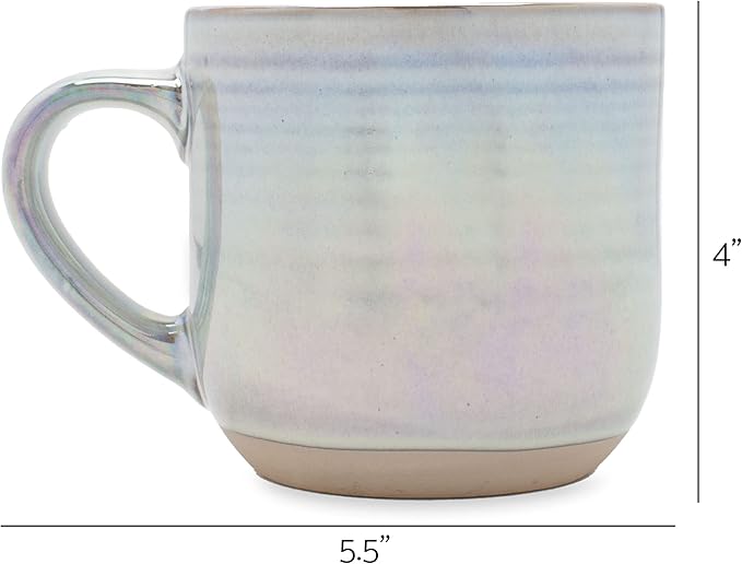 Elanze Designs Glossy Reactive Glaze Large 17 Fluid Ounce Everyday Kitchen Food Grade Ceramic Stoneware Coffee Mug Cup with Comfort Curved Handles, Set of 4, White