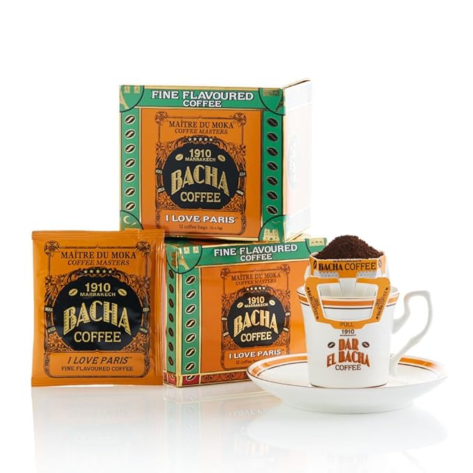 Bacha Coffee | I Love Paris Fine Flavoured, Medium Roast, 100% Arabica Specialty Coffee, 12 Coffee Drip Bags, Gift Box