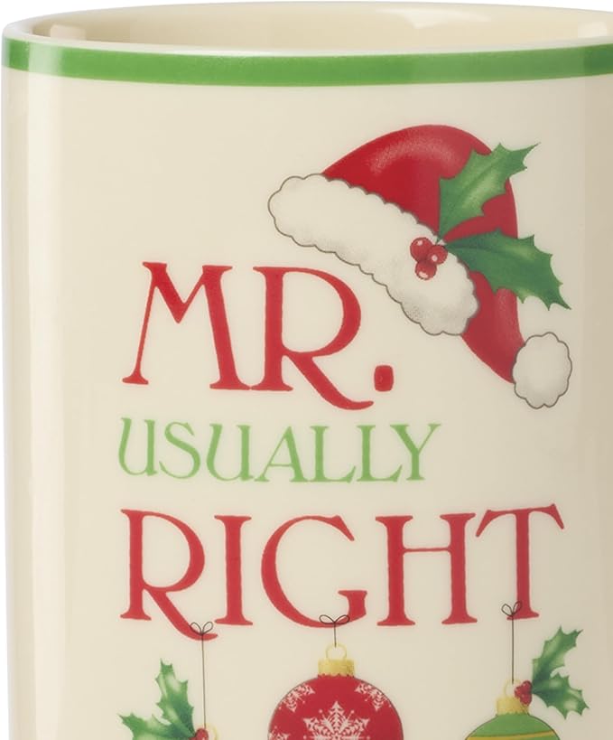 Lenox 898265 Mr. & Mrs. 2-Piece Set of Festive Mugs, Service For 2, Christmas, Drinkware Set, Holiday Glasses