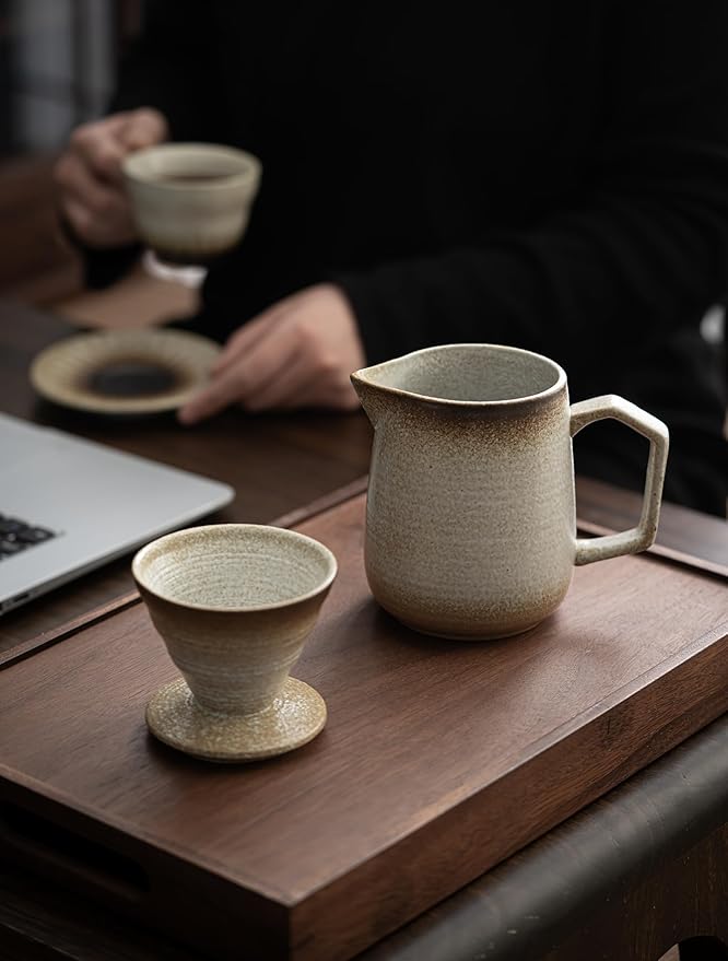 Pour Over Coffee Maker,Ceramic Coffee Maker With 100 pcs Paper Filter，16oz/480ml Pour Over Coffee Dripper (Off White)