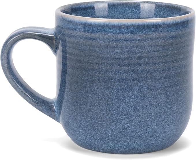 Elanze Designs Glossy Reactive Glaze Large 17 Fluid Ounce Everyday Kitchen Food Grade Ceramic Stoneware Coffee Mug Cup with Comfort Curved Handles, Set of 4, Cobalt Blue