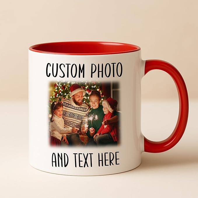 Personalized Photo Coffee Mug – Custom Picture Cup with Text for Women, Men, and Dad – Unique Ceramic Tea & Coffee Mug, Personalized Christmas Gift, Everyday Use Keepsake