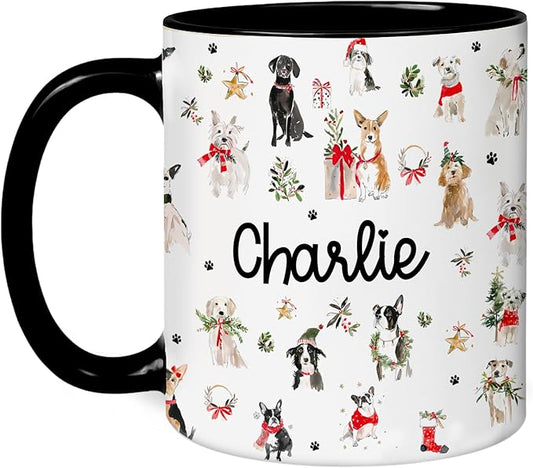 Personalized Dog Line Art From Photo Mug – Unique Gift for Dog Mom, Dad & Pet Lovers – Custom Dog Photo and Name Printed on Ceramic Mug (DCTG0917DL09C)