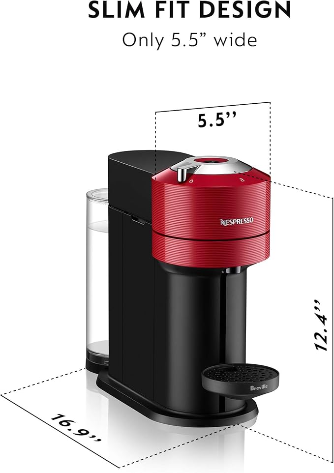Nespresso Vertuo Next Coffee and Espresso Machine by Breville with Milk Frother, 1.1 liters, Cherry