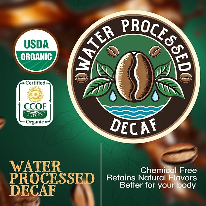 The Bean Organic Coffee Company Water Processed DECAF Milky Way, Medium Roast, Ground Coffee, 16-Ounce Bag, Café Molido Tostado Orgánico descafeinado