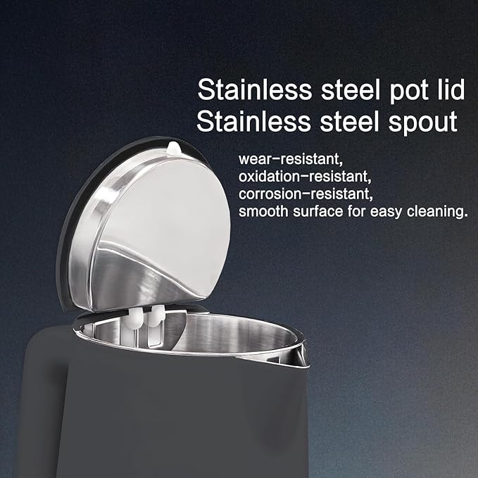 1.5L Electric Kettle Stainless Steel, Double Wall Cool Touch Teapot, Fast Boil,5 Temperature Control, LED Display, Auto Shut-Off, BPA-Free,Keep Warm Function, Ideal for Tea & Coffee,Gray