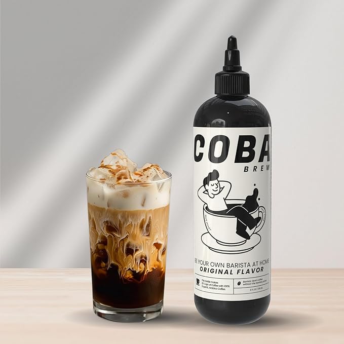 COBA Premium Coffee Concentrate: Bold & Extra Strong Kick - 20x Cups | Instant Cold Brew/ Hot Coffee in Seconds | Specialty, Fair Trade, Organic, Medium Roast, Dairy Free | 2 TEASPOONS/Cup | Rich Flavor (8 Fl Oz (Pack of 1), Original)