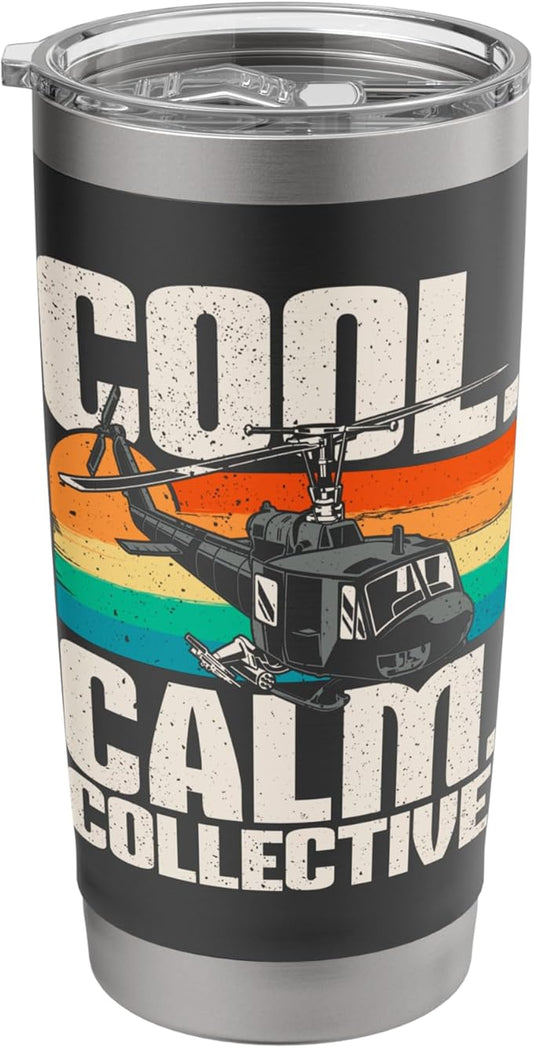 Calm Collective - Retro Helicopter Vintage Pilot Aviation Stainless Steel Insulated Tumbler