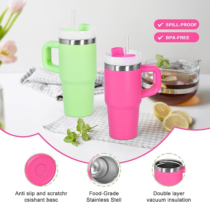 14 Oz Tumbler with Handle Stainless Steel Double Layer Insulated Mug,Reusable Stainless Steel Kids Water Bottle,Gifts for Kids Tumblers(Black)