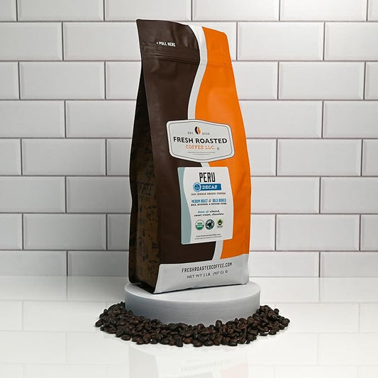 Fresh Roasted Coffee, USDA Organic Peru Water-Processed Decaf | 3rd Party Tested for Pesticides, Mold, Mycotoxins, Kosher | 100% Arabica, Specialty Grade, Med Roast 2 lb (32 oz) Whole Bean