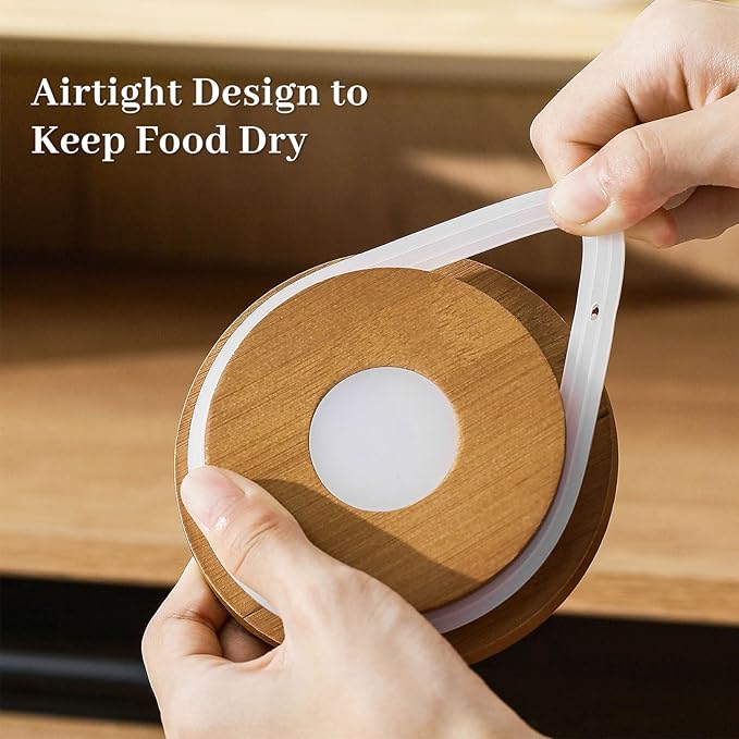 Canisters Set for Kitchen Food Storag of 3 Piece, Airtight Kitchen Canisters for Countertop, Modern Ceramic Jar with Top Handle & Wooden Lid for Coffee Tea Sugar Flour Cookie (White)