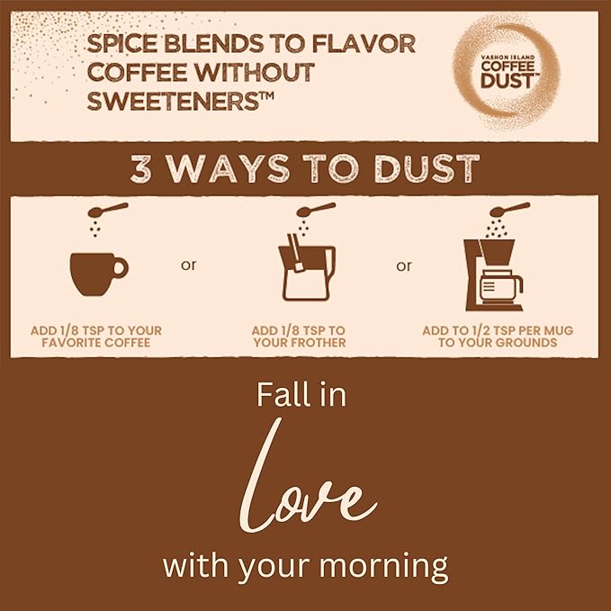 Coffee Dust Flavoring Powder, Captain's (120 Servings) – All Natural Coffee Syrup Alternative - Adds Flavor, Aroma, Taste & Wellness to Drinks, Tea & Foods