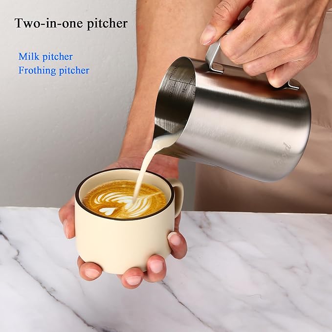 Pour Over Coffee Maker, 304 Stainless Steel wIth 100 pcs V60 Paper Filters & 600ml Milk Frothing Pitcher, for Home & Camping