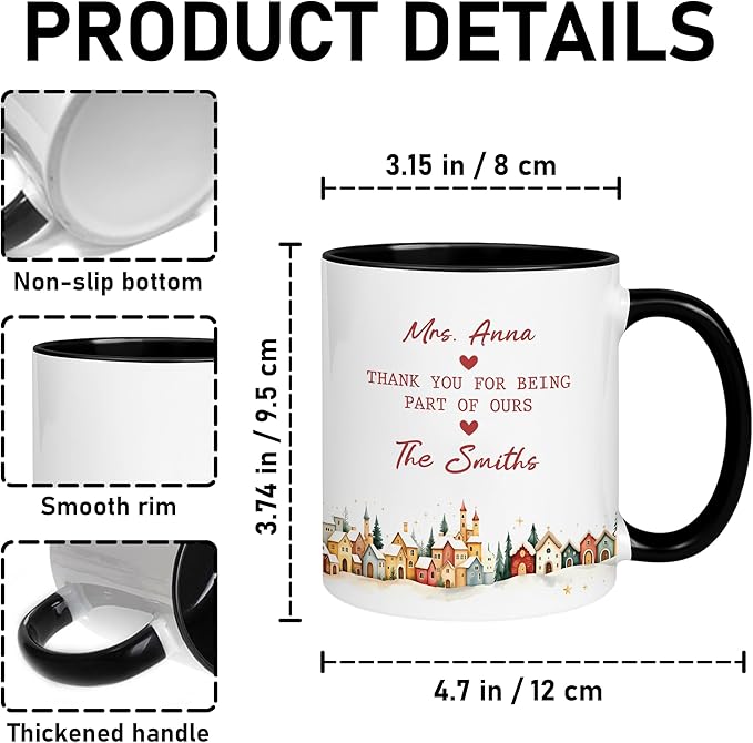 Personalized It Takes a Village Thank You Mug – Custom Coffee Cup with Name – Appreciation Gift for Teacher, Nanny, Mentor, or Friend – Unique Retirement or Holiday Present