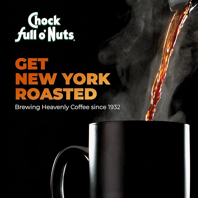 Chock Full o' Nuts Heavenly Original Decaf Ground Coffee – Premium Beans in Recyclable Steel Can – Rich Flavor & Aroma, Medium Roast – Perfect for Drip, Pour-Over, Percolator – 24 Oz Can
